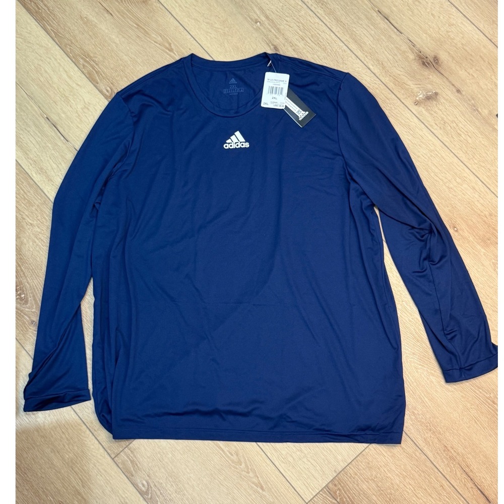 Adidas Mens LS Pregame A Long Sleeve Training Shirt Navy Blue HI5284 2XL NWT